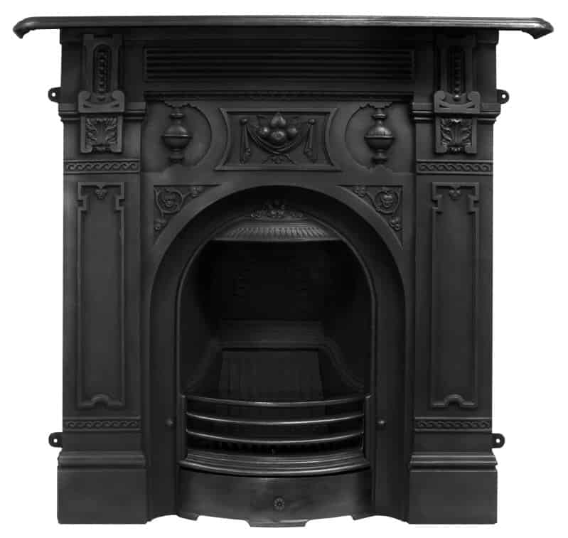 Victorian Black Finish Cast Iron Combination Fireplace