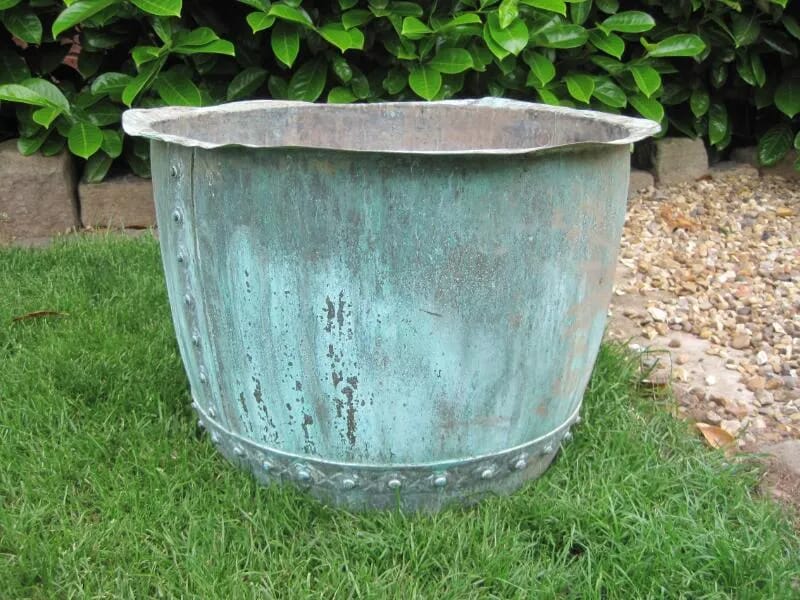 22" Wide Original Victorian Antique Copper Garden Planter - 5151
