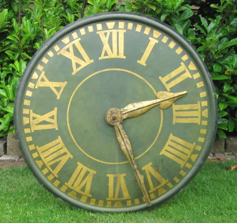 Antique Victorian Copper Clock Face with Copper Hands  - 5596