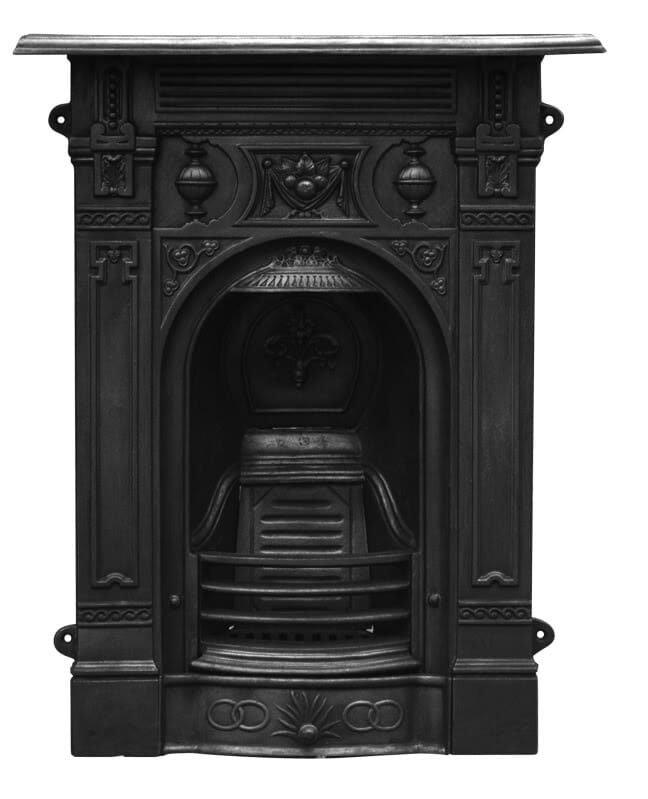 Small Victorian Black Cast Iron Combination Fireplace - RX501