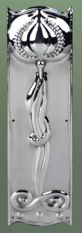 Antique Nickel Art Nouveau Door Finger Plate