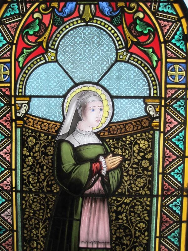 Antique Stained and Hand Painted Glass Window - 5598