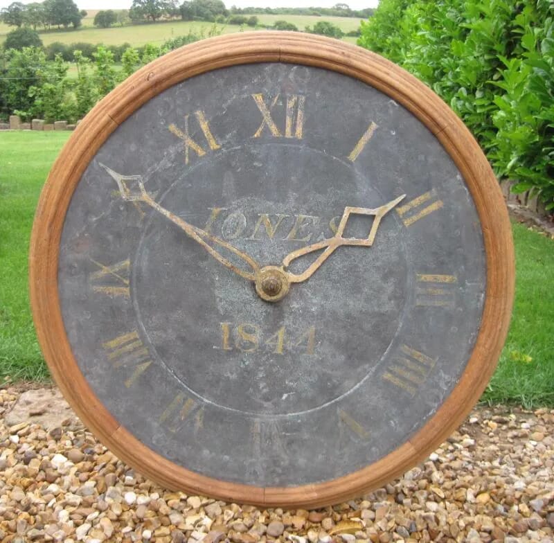 Antique Copper Clock Face with Oak Frame - 5645