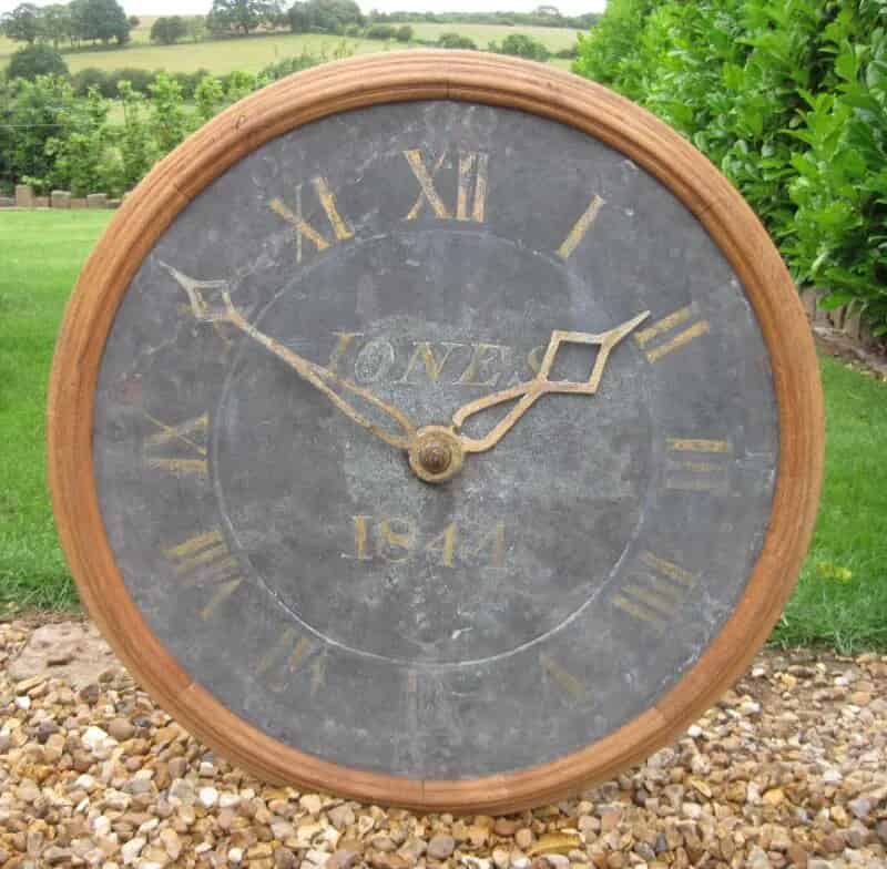 Antique Copper Clock Face with Oak Frame