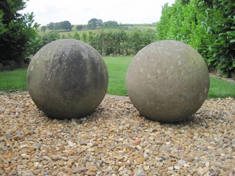 Pair of Antique Stone Ball Finials - 5627