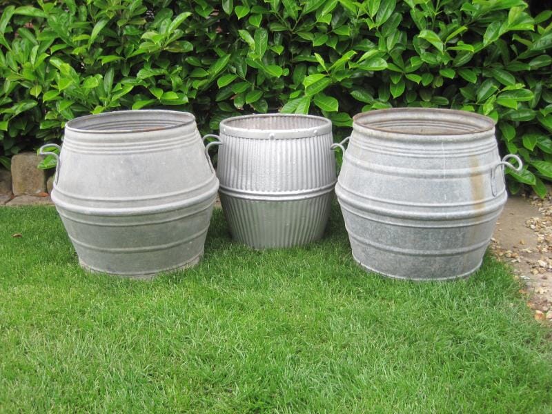 Set of 3 Galvanised Garden Planters  - 5508