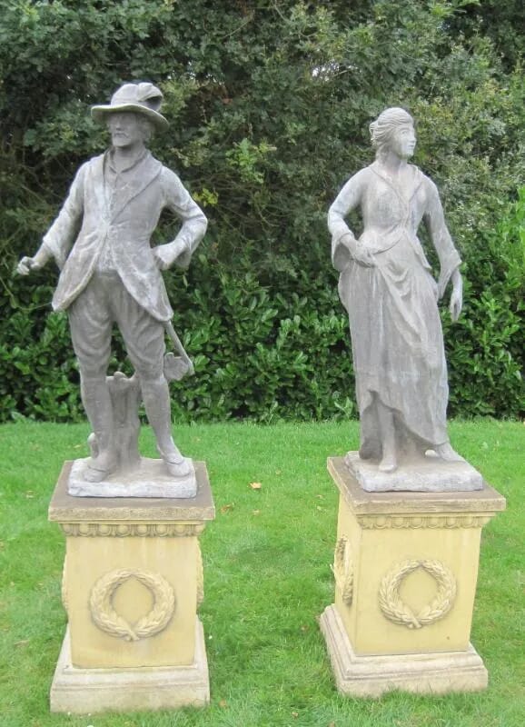 Antique Pair of Lead Statues - 5635