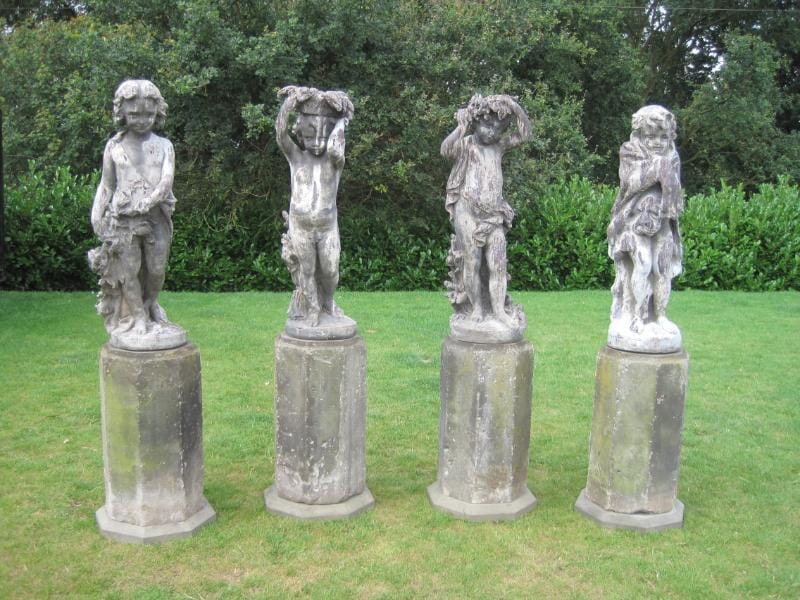 Antique Set of 4 Lead J P White Statues - The 4 Seasons - 5636