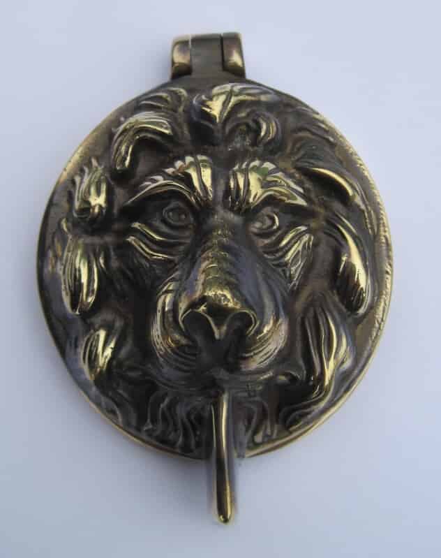 Antique Brass Yale Lock Cover and Knocker Lions Head