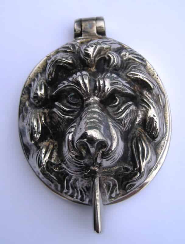 Antique Nickel Yale Lock Cover and Knocker Lions Head