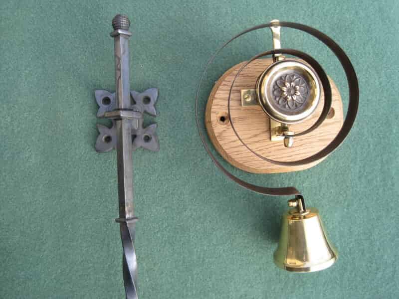 Black Lichfield Butlers Bell Pull and Brass Internal Bell with Brass Flower