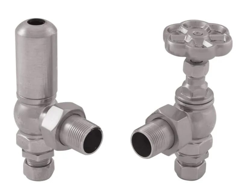 Carron Daisy Satin Nickel Cast Iron Radiator Valves - LD105
