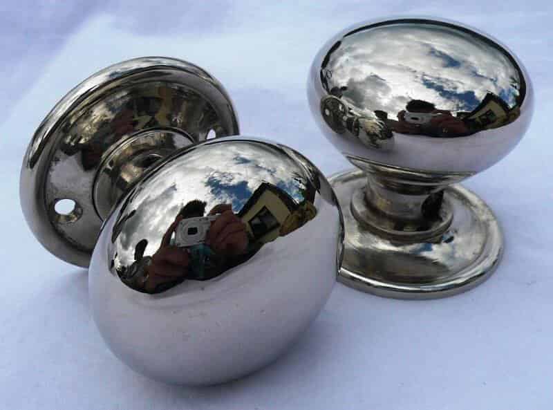 Pair of Nickel Large Cottage Door Knobs