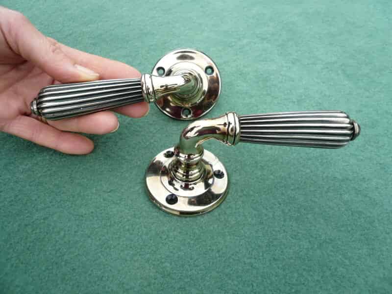 Pair of Antique Nickel Lever Door Handles