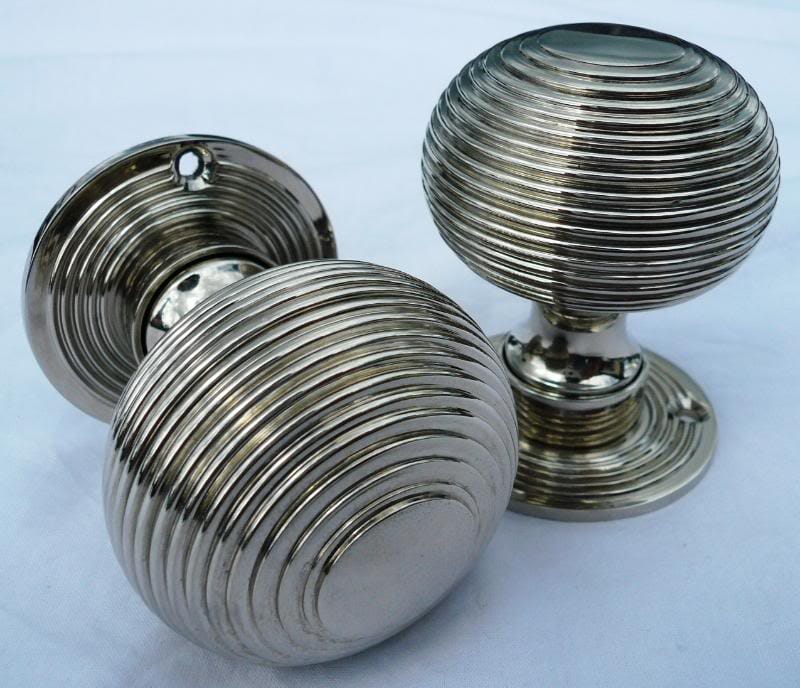 Pair of Nickel Beehive Door Knobs  - dbeen