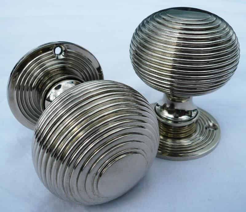 Pair of Nickel Beehive Door Knobs
