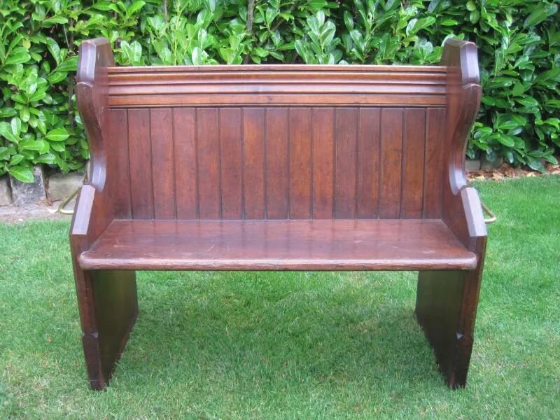Antique Victorian Solid Pine Church Pew - 5696