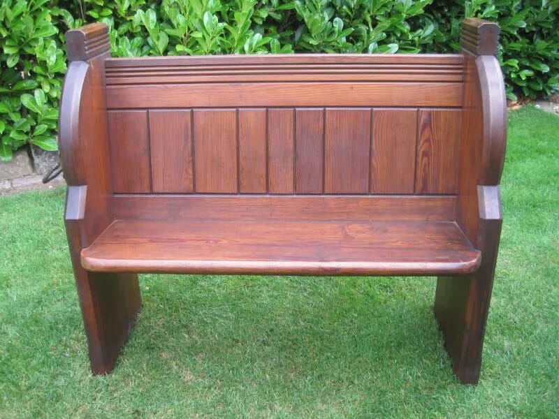 Solid Antique Pine Church Pew - 5697