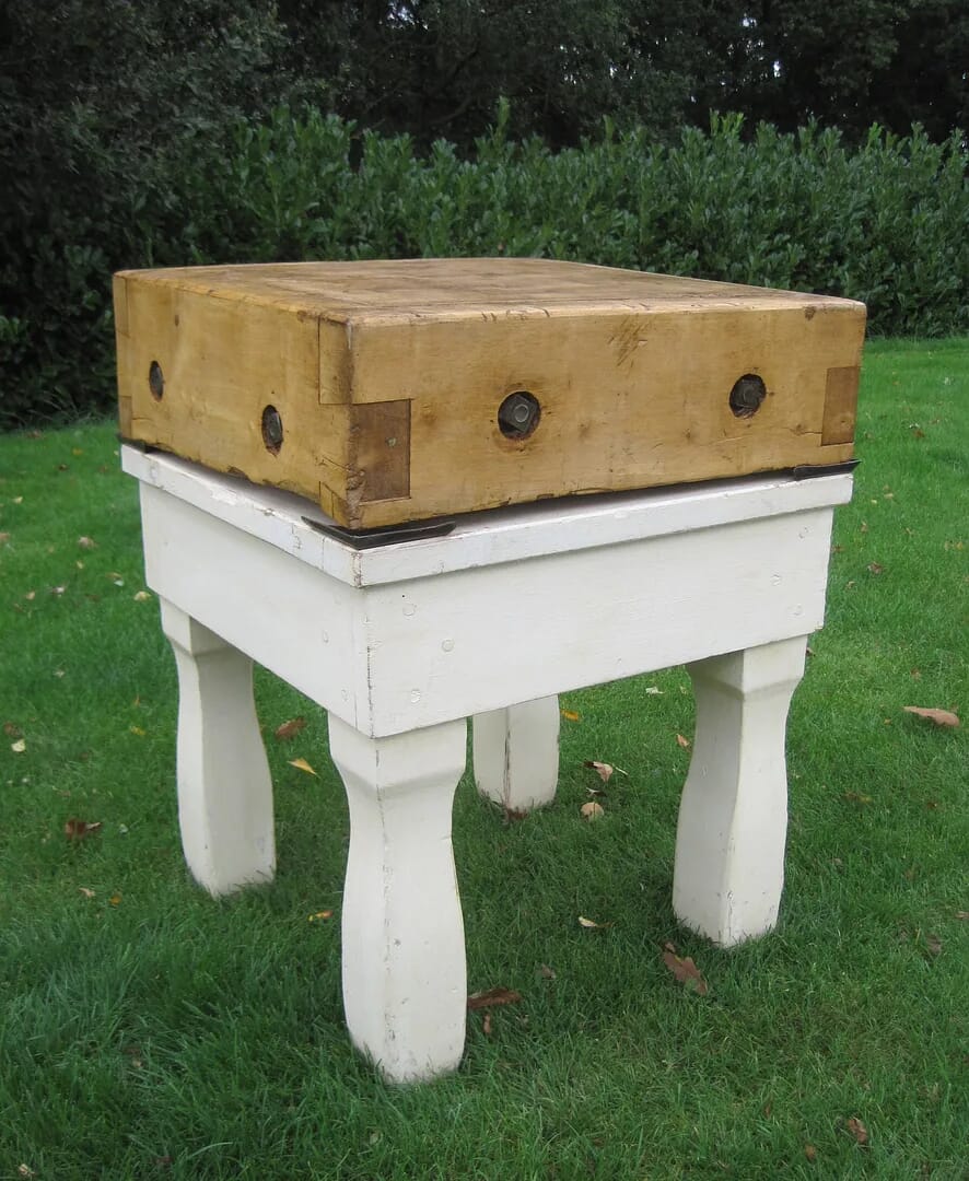 Antique Butchers Block with Original Base - 5689