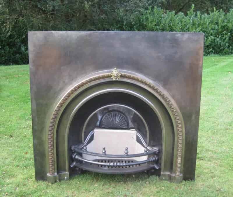 Antique Polished Cast Iron Arched Fire Insert