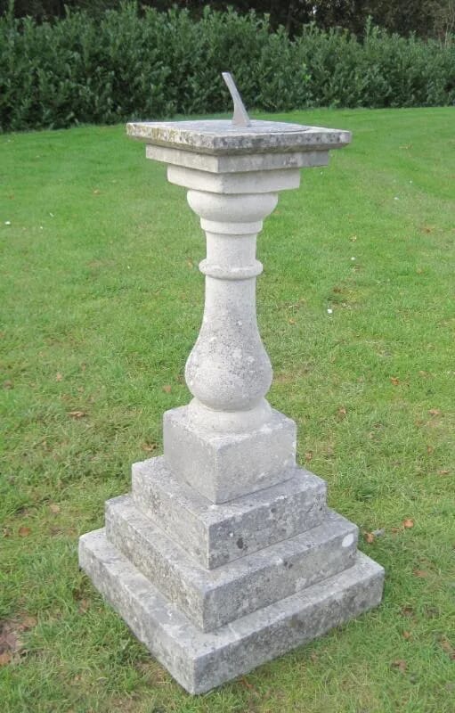 Vintage Hand Carved Stone Sundial - 5641