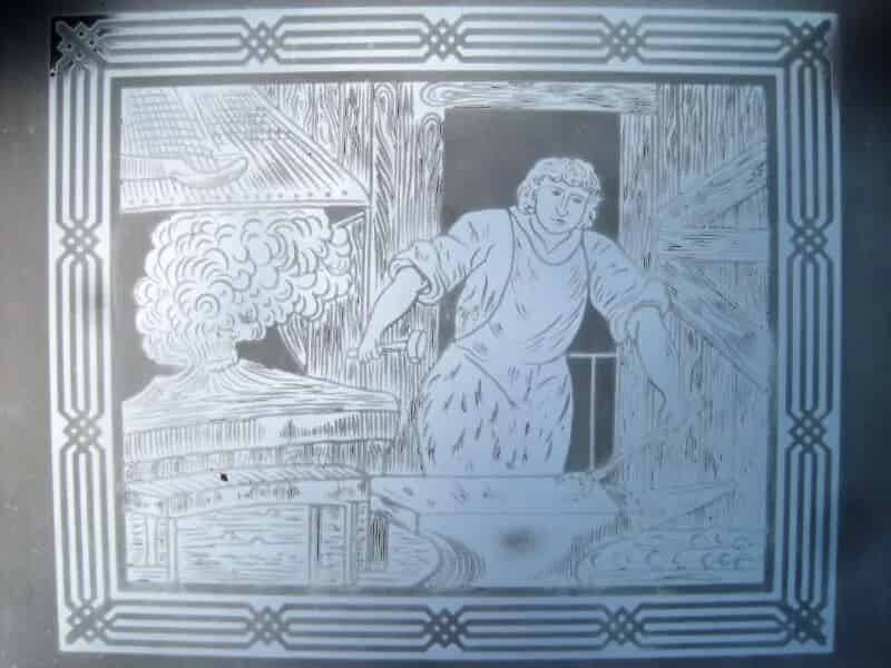 Antique Etched Glass Window