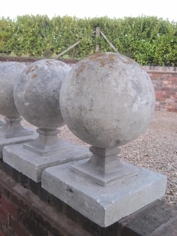Pair of Portland Stone Ball Gate Pier Finials - 5633B