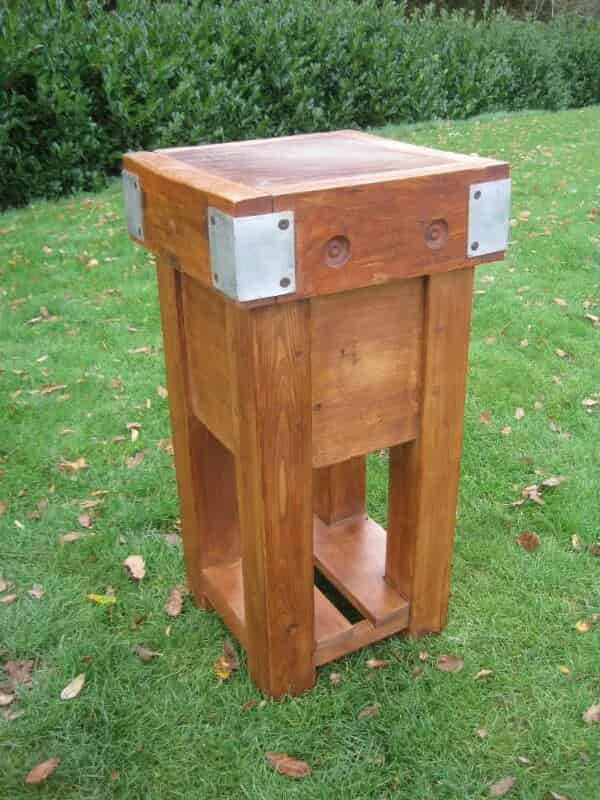 Antique Reclaimed Small Butchers Block on a Reclaimed Pine Stand