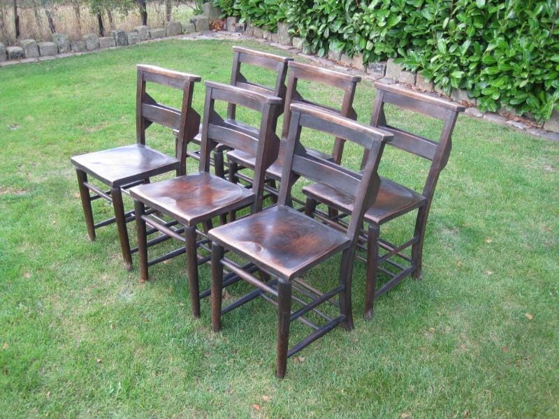A Set of 6 Antique Church Chairs - 3441