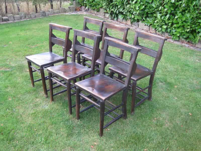 Set of 6 Antique Church Chairs