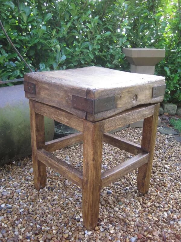 Antique Butchers Chopping Block on Waxed Base  - 5734