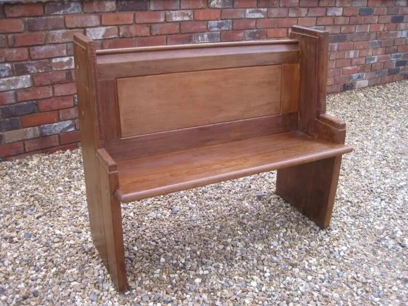 Small Antique Pine Church Or Chapel Pew - 5744b