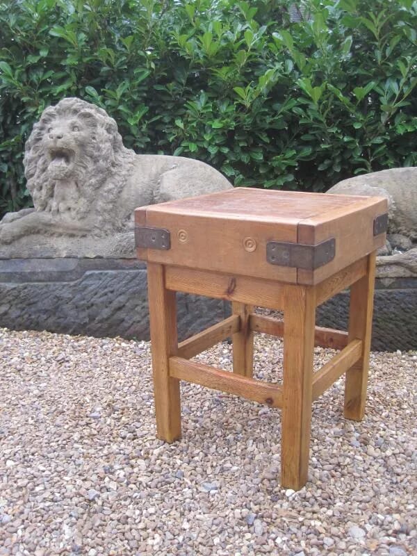Square Antique Butchers Chopping Block - 5823