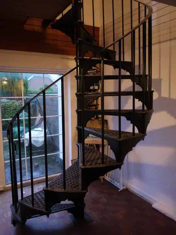 Antique Reclaimed Cast Iron Spiral Staircase and Balcony Area