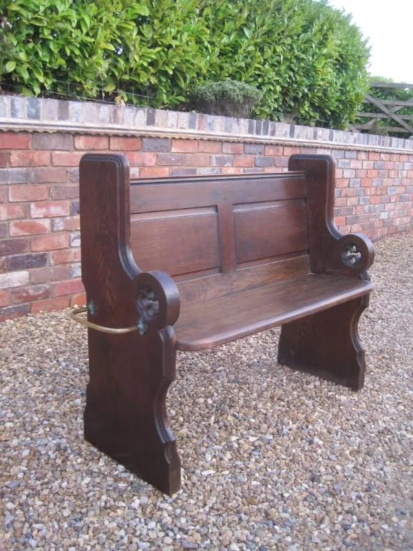 Antique Solid Oak Church Pew 49" Long  - 5845