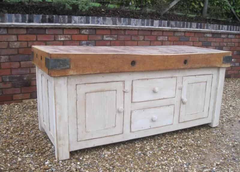 Antique Butchers Chopping Block with 4 Drawers and Cupboards