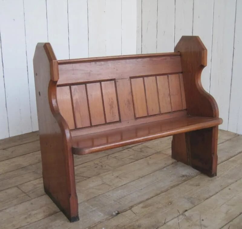 Antique Pitch Pine Church or Chapel Pew - 5898