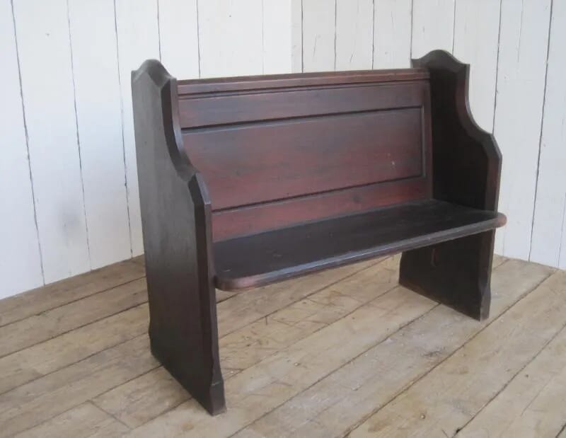 Antique Solid Pitch Pine Church Pew - 5899