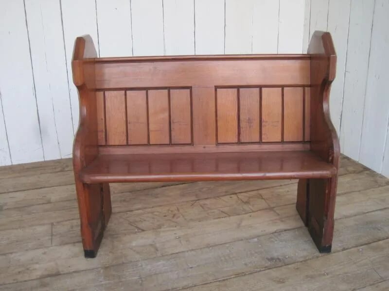 Solid Pitch Pine Antique Church Or Chapel Pew - 5901