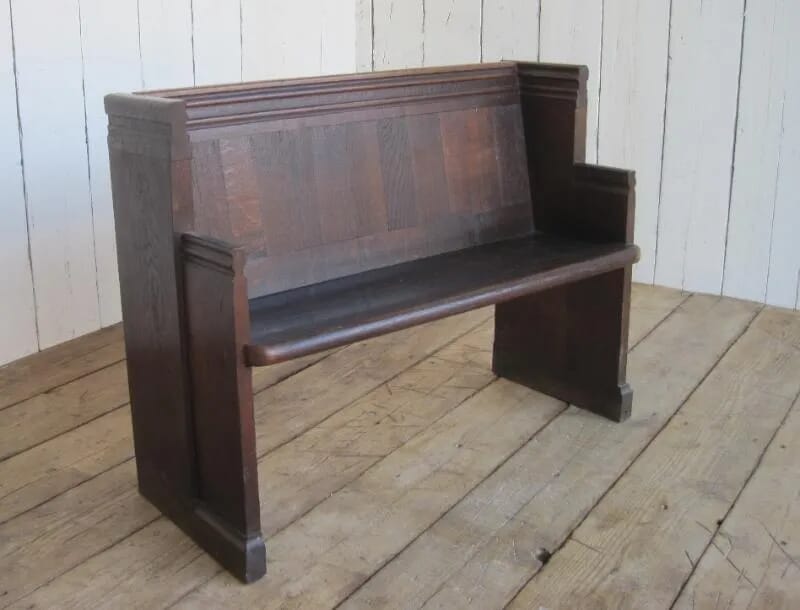 Antique Dark Oak Church Pew - 5903