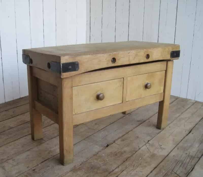 Original Butchers Block on Original Stand with 2 Drawers