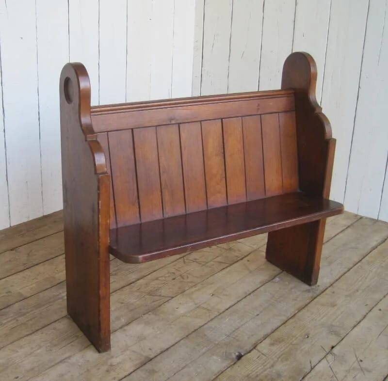 Original Reclaimed Antique Solid Pitch Pine Church Pew - 5905