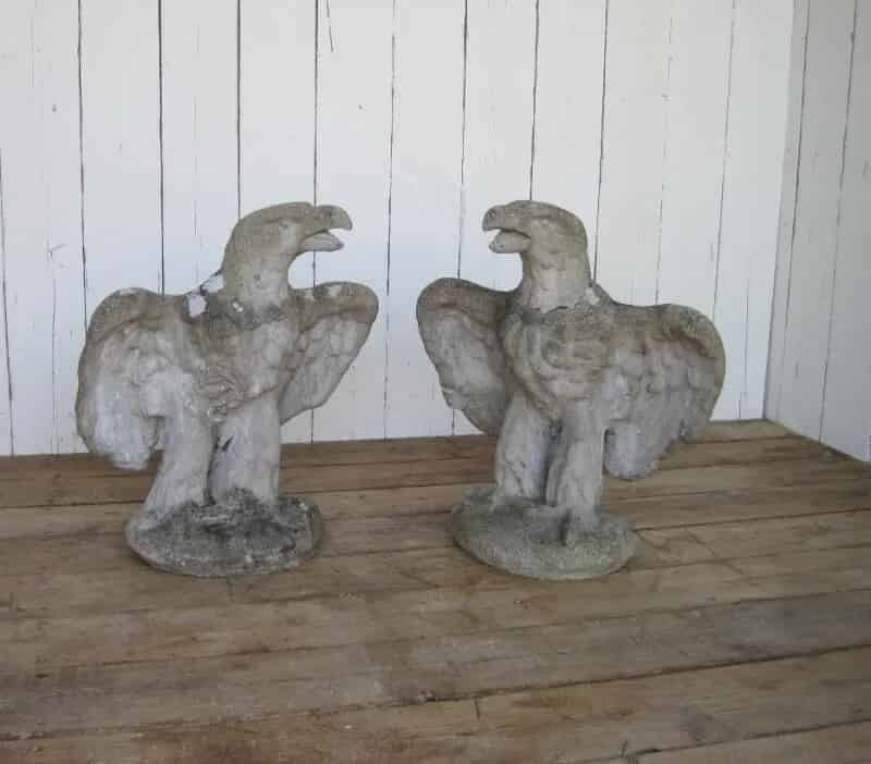 Pair of Antique Stone Eagles - Gate Pier Finials 