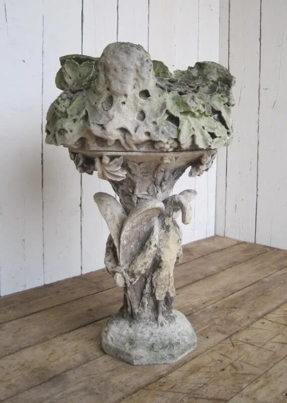 Antique Hand Carved Stone Garden Planter - 5891