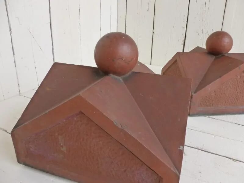 Pair of Original Antique Terracotta Gate Pier Cappings - 5930