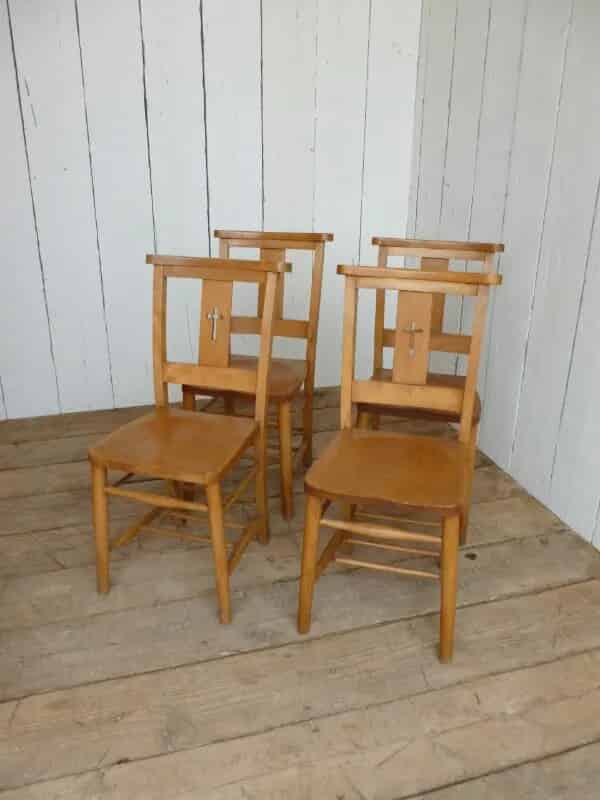 Set of 4 Antique Church Chairs