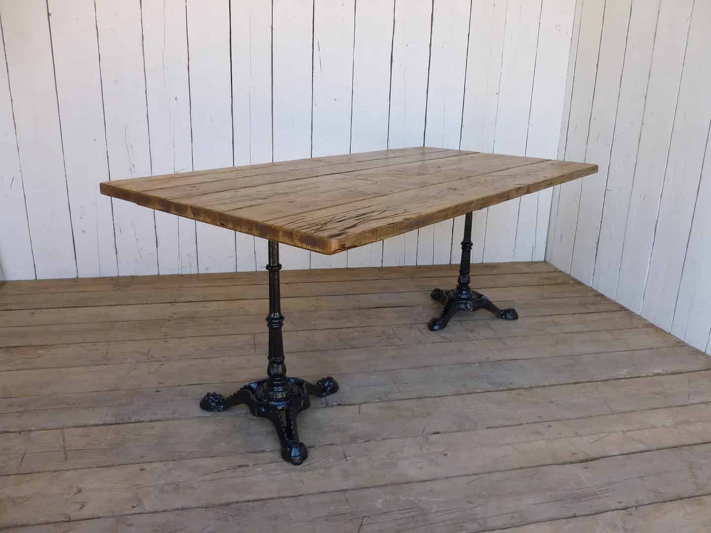 Reclaimed Pine Twin Pedestal Kitchen or Garden Table