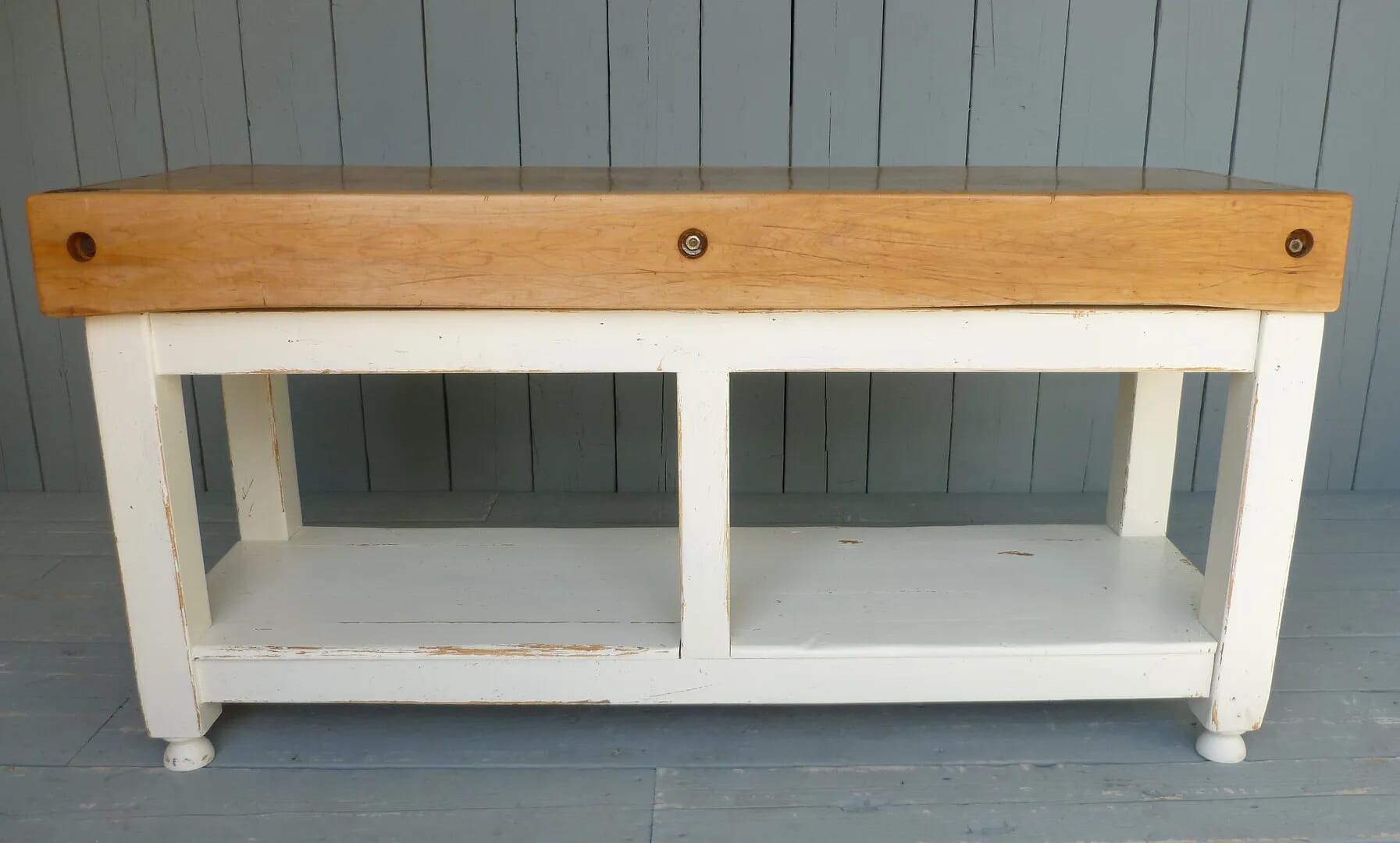 Antique Butchers Chopping Block House White Paint - 6036