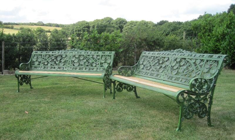 Pair of Coalbrookdale Nasturtium Pattern Garden Benches - 5083