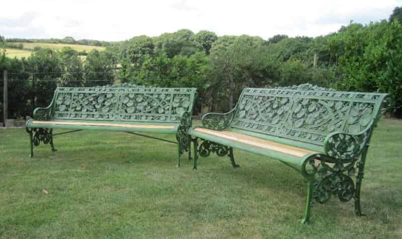Pair of Coalbrookdale Nasturtium Pattern Garden Benches